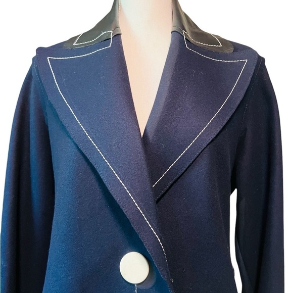 EDUN WOMEN’S NAVY WOOL MID LENGTH COAT SIZE MEDIUM - Picture 2 of 15